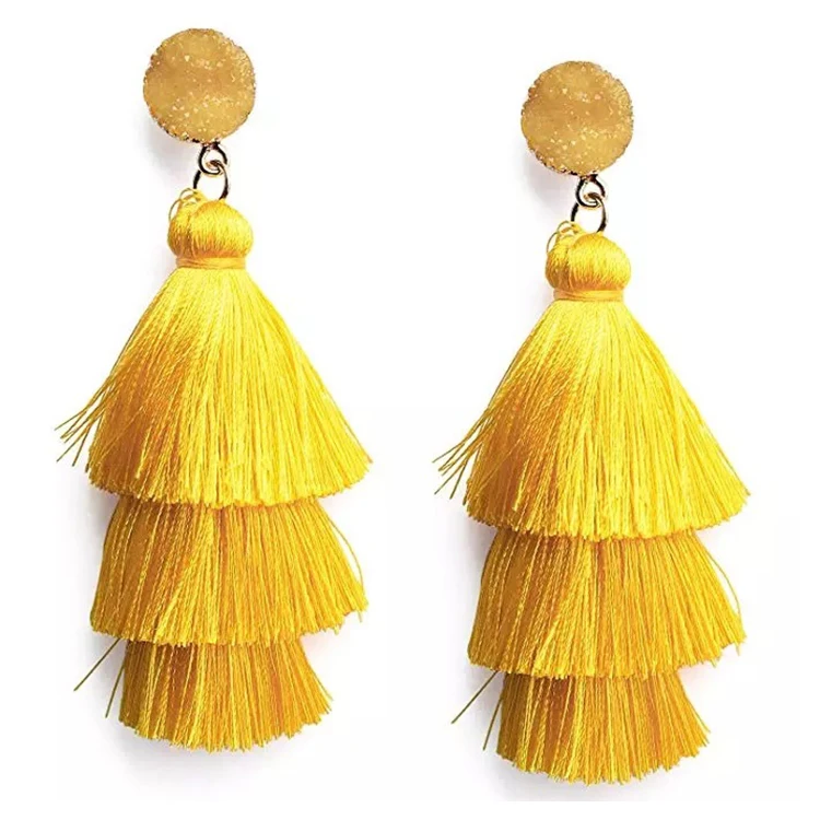 Hot Sale Stud Dangle Drop Earrings Colorful Layered Tassel Earrings Bohemian Earrings for Women, Picture shows
Hot Sale Stud Dangle Drop Earrings Colorful Layered Tassel Earrings Bohemian Earrings for Women, Picture shows