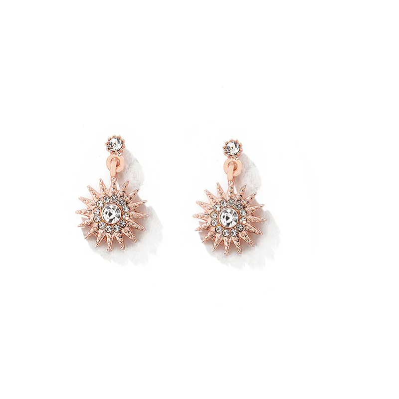 2020 New Design Shinny Crystal Sunflower Drop Earring Rose Gold Plated Cubic Zirconia Flower Dangle Earring For Girls
2020 New Design Shinny Crystal Sunflower Drop Earring Rose Gold Plated Cubic Zirconia Flower Dangle Earring For Girls