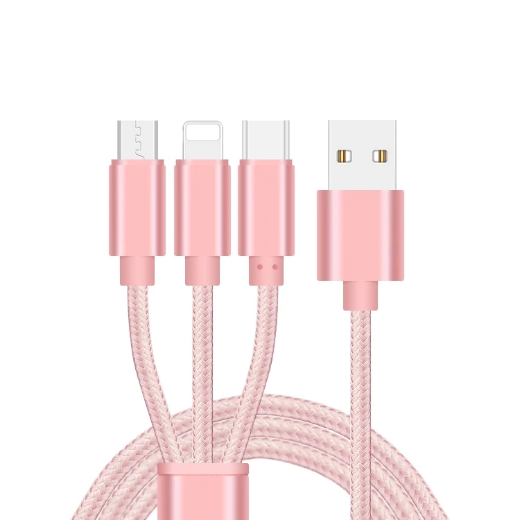 type c lightning micro Braided Pink 3 in 1 nylon 1.2 meter usb data charging cable
type c lightning micro Braided Pink 3 in 1 nylon 1.2 meter usb data charging cable