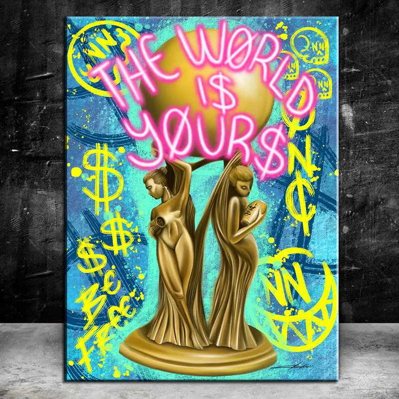 Graffiti THE WORLD IS YOURS $ Letter Pop Street Wall Art pictures Canvas Painting For Home Decor Cuadros Living Room Decoration
Graffiti THE WORLD IS YOURS $ Letter Pop Street Wall Art pictures Canvas Painting For Home Decor Cuadros Living Room Decoration