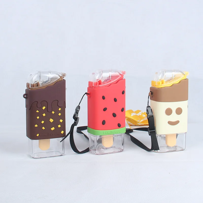 Wholesale New Gift BPA Free Ice Cream Straw Cup Creative Popsicle Shaped Plastic Water Bottle with Rope, Customized color
Wholesale New Gift BPA Free Ice Cream Straw Cup Creative Popsicle Shaped Plastic Water Bottle with Rope, Customized color