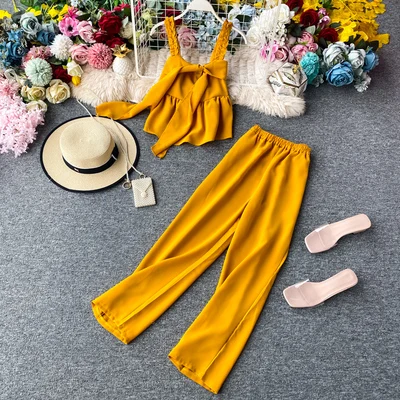 2020 Solid Colors Sexy Mini Short Top And Long Pants Set Two Piece Sets Women Clothing
2020 Solid Colors Sexy Mini Short Top And Long Pants Set Two Piece Sets Women Clothing