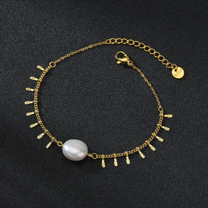 New Trendy Titanium Steel Natural Fresh Water Pearl Bracelets Baroque Pearl Tassel Link Chain Bracelet For Women Girl
New Trendy Titanium Steel Natural Fresh Water Pearl Bracelets Baroque Pearl Tassel Link Chain Bracelet For Women Girl