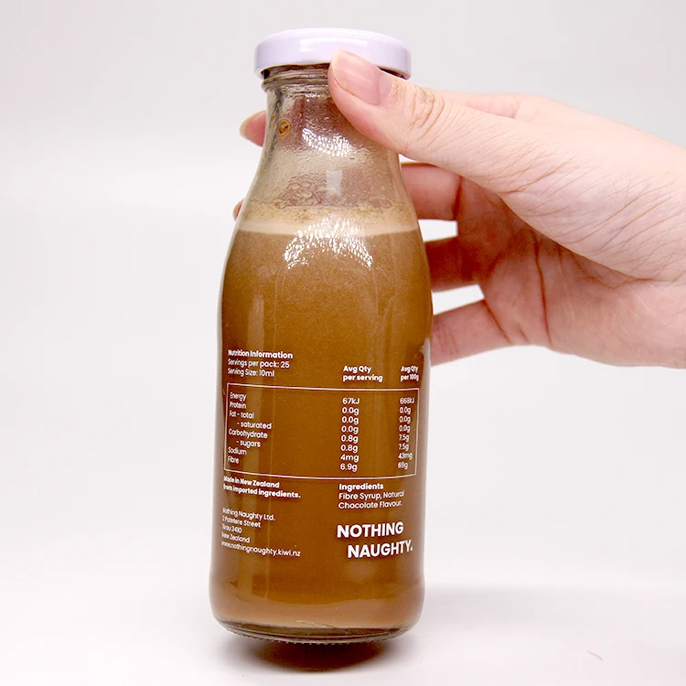 

China supplier 200ml 250ml 500ml 1000ml beverage juice milk glass bottle with metal lids