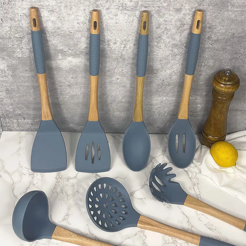 Silicone Kitchenware Set-Natural Acacia Wood Handle-Spatula Set Kitchen Cookware-Tableware 7 Pieces Non-Stick Heat-Resistant Gra, Multicolor
Silicone Kitchenware Set-Natural Acacia Wood Handle-Spatula Set Kitchen Cookware-Tableware 7 Pieces Non-Stick Heat-Resistant Gra, Multicolor