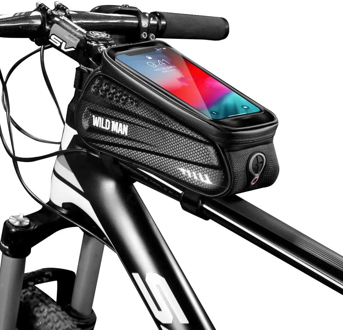 WILD MAN Upgraded Bike Front Frame Phone Bag Waterproof Large Capacity Bicycle Top Tube Handlebar Bag, Black
WILD MAN Upgraded Bike Front Frame Phone Bag Waterproof Large Capacity Bicycle Top Tube Handlebar Bag, Black