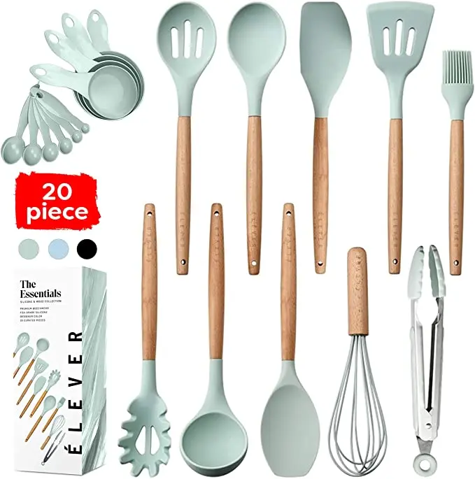 Customizer Kitchen Utensils Set - 9 Silicone Cooking Utensils for Non-stick Cookware. Wood Kitchen Utensils., Wooden
Customizer Kitchen Utensils Set - 9 Silicone Cooking Utensils for Non-stick Cookware. Wood Kitchen Utensils., Wooden