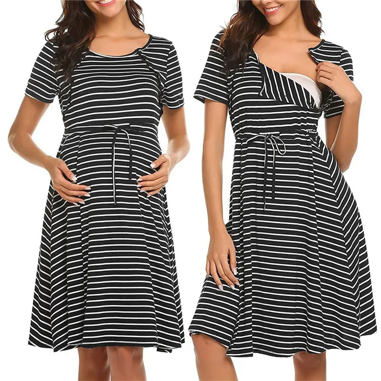 Women Clothing Plus Size Stripe Short Sleeves Nurse Breastfeeding Dress Women Maternity Dresses
Women Clothing Plus Size Stripe Short Sleeves Nurse Breastfeeding Dress Women Maternity Dresses