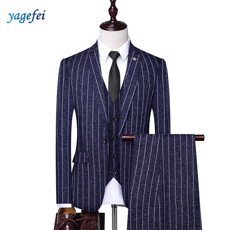 Popular professional custom slim fit men striped wool 3-piece business suit, Colors
Popular professional custom slim fit men striped wool 3-piece business suit, Colors