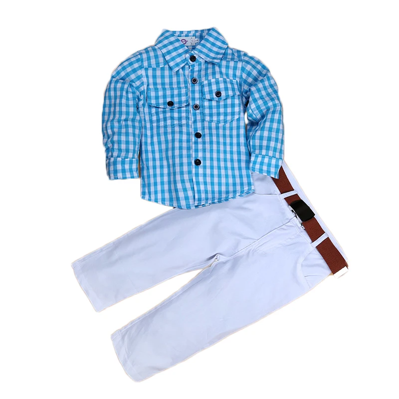 Fashion readymade junior formal sky blue plaid shirt white pant two piece kids children clothing suits wedding dress for boy
Fashion readymade junior formal sky blue plaid shirt white pant two piece kids children clothing suits wedding dress for boy