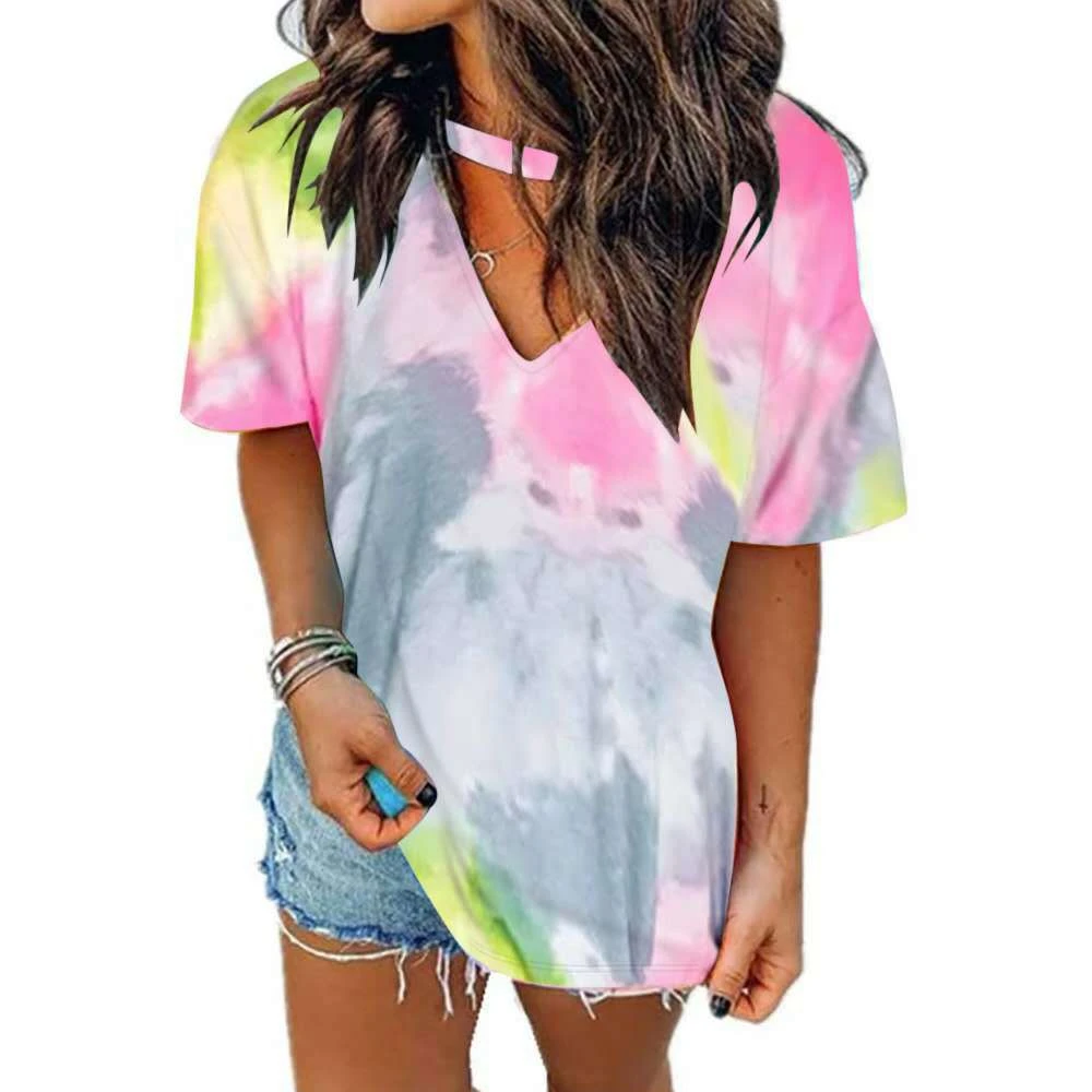 2020 New Colorful Hot sale women Tie dye printed Short sleeve round neck vest colorful T-shirt blouses tops for ladies, As picture
2020 New Colorful Hot sale women Tie dye printed Short sleeve round neck vest colorful T-shirt blouses tops for ladies, As picture