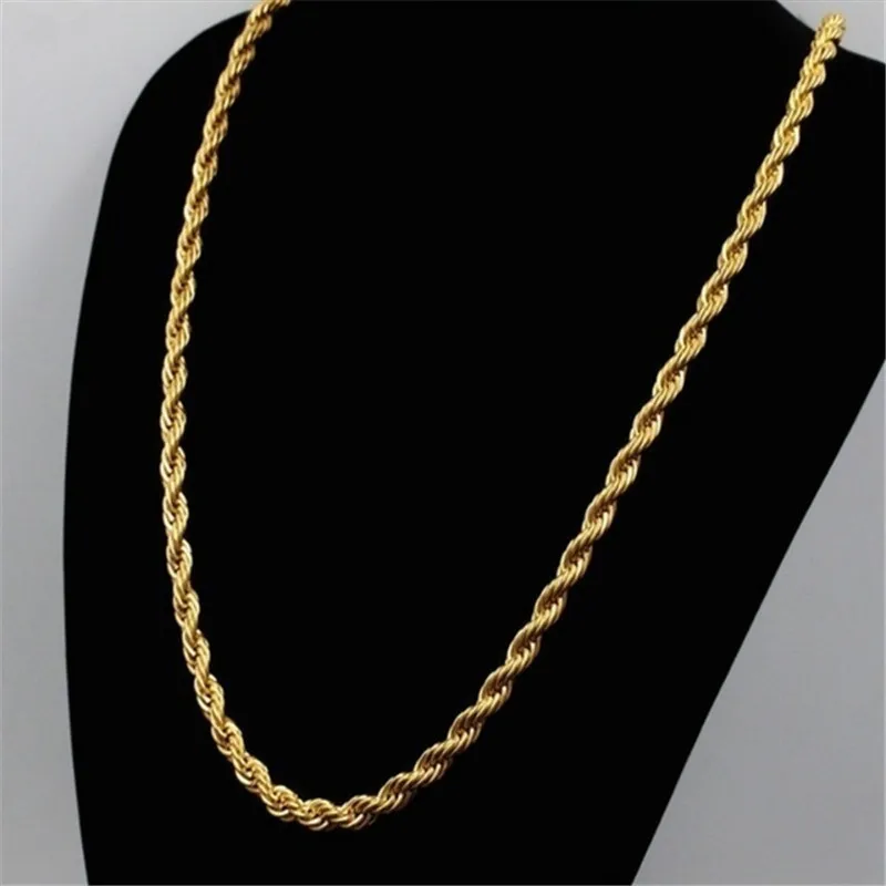 Gold 18k Necklace 3mm Hip-hop coarse twist Chain Gold Plated twisted chain men's and women's necklaces, Gold color
Gold 18k Necklace 3mm Hip-hop coarse twist Chain Gold Plated twisted chain men's and women's necklaces, Gold color