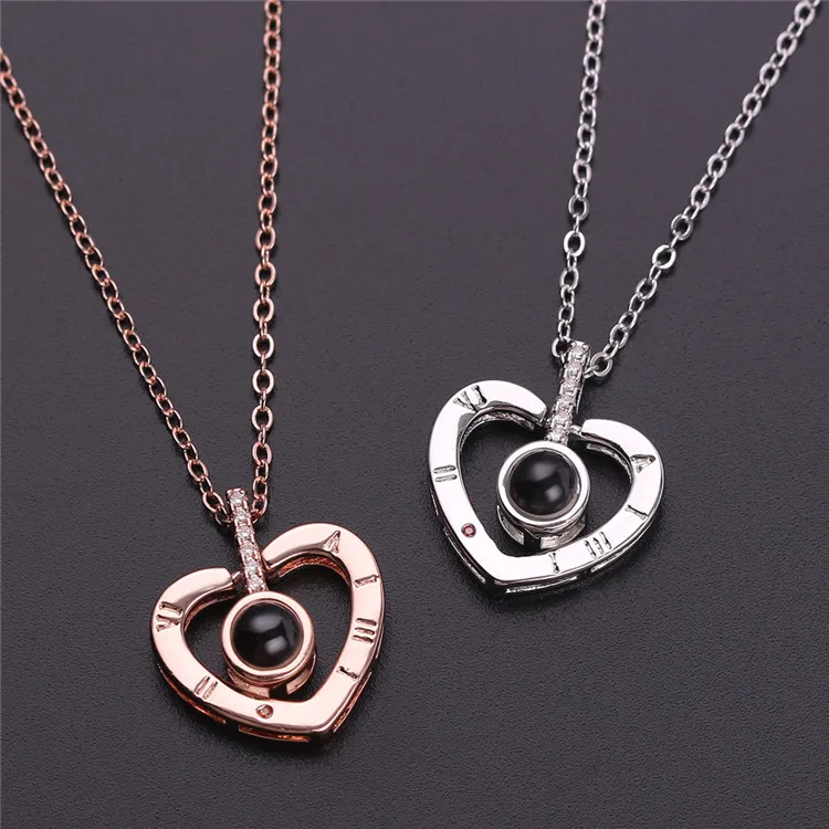2020 Fashion Jewelry Silver Plated Heart Pendant Projection 100 Languages I Love You Necklace For Women
2020 Fashion Jewelry Silver Plated Heart Pendant Projection 100 Languages I Love You Necklace For Women
