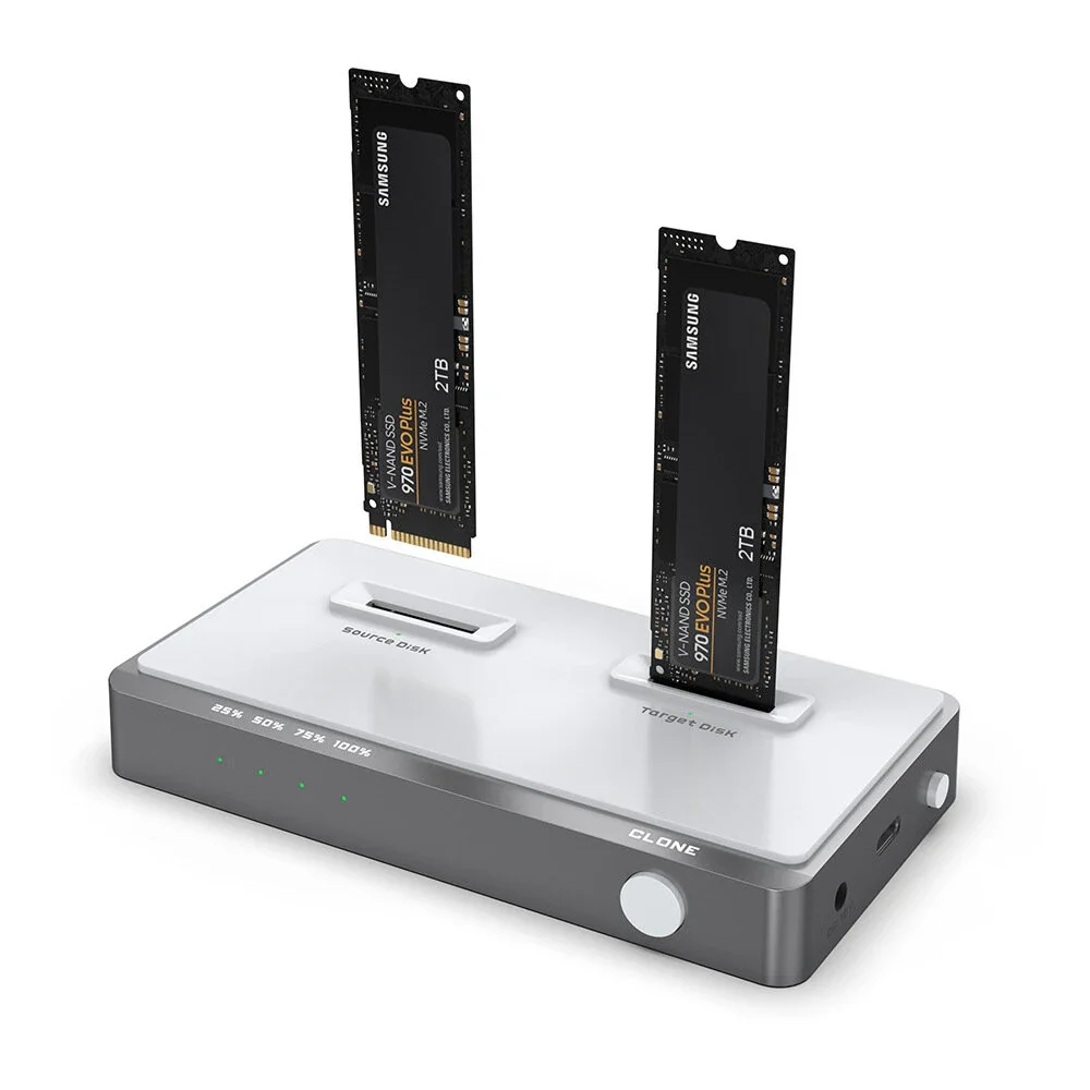 

Duplicator Cloner Docking Station Dual-Bay Offline Clone USB Type-C to NVME USB C 3.1 Gen 2 M.2 NVMe SSD Hard Drives enclosure