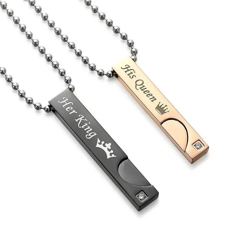 Collar De Pareja Stainless Steel Her King And His Queen Pendant Necklace Rose Gold Plated Couple Rectangle Pendant Necklace, Black,rose gold
Collar De Pareja Stainless Steel Her King And His Queen Pendant Necklace Rose Gold Plated Couple Rectangle Pendant Necklace, Black,rose gold
