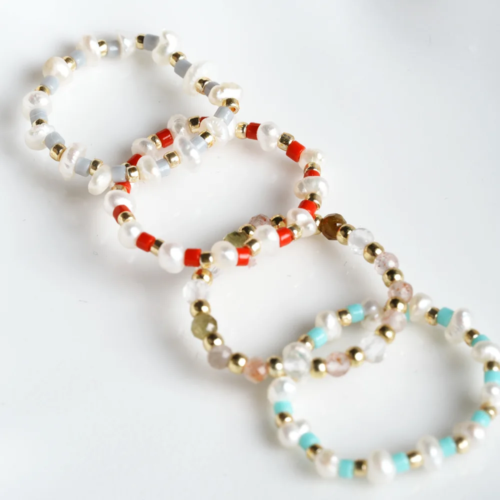 Premium Freshwater Pearl Ring Sweet Temperament Colorful Crystal Handmade Beaded Ring for Anniversary
Premium Freshwater Pearl Ring Sweet Temperament Colorful Crystal Handmade Beaded Ring for Anniversary