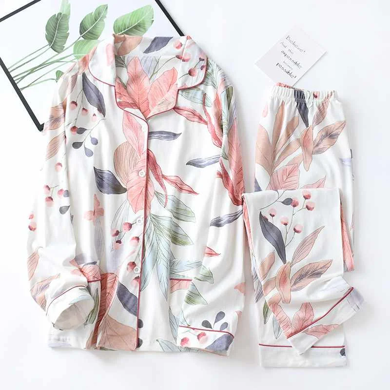 Spring and autumn new ladies sleepwear suit floral 100% cotton fresh style sleepwear suit female lapel female casual home wear, Required
Spring and autumn new ladies sleepwear suit floral 100% cotton fresh style sleepwear suit female lapel female casual home wear, Required