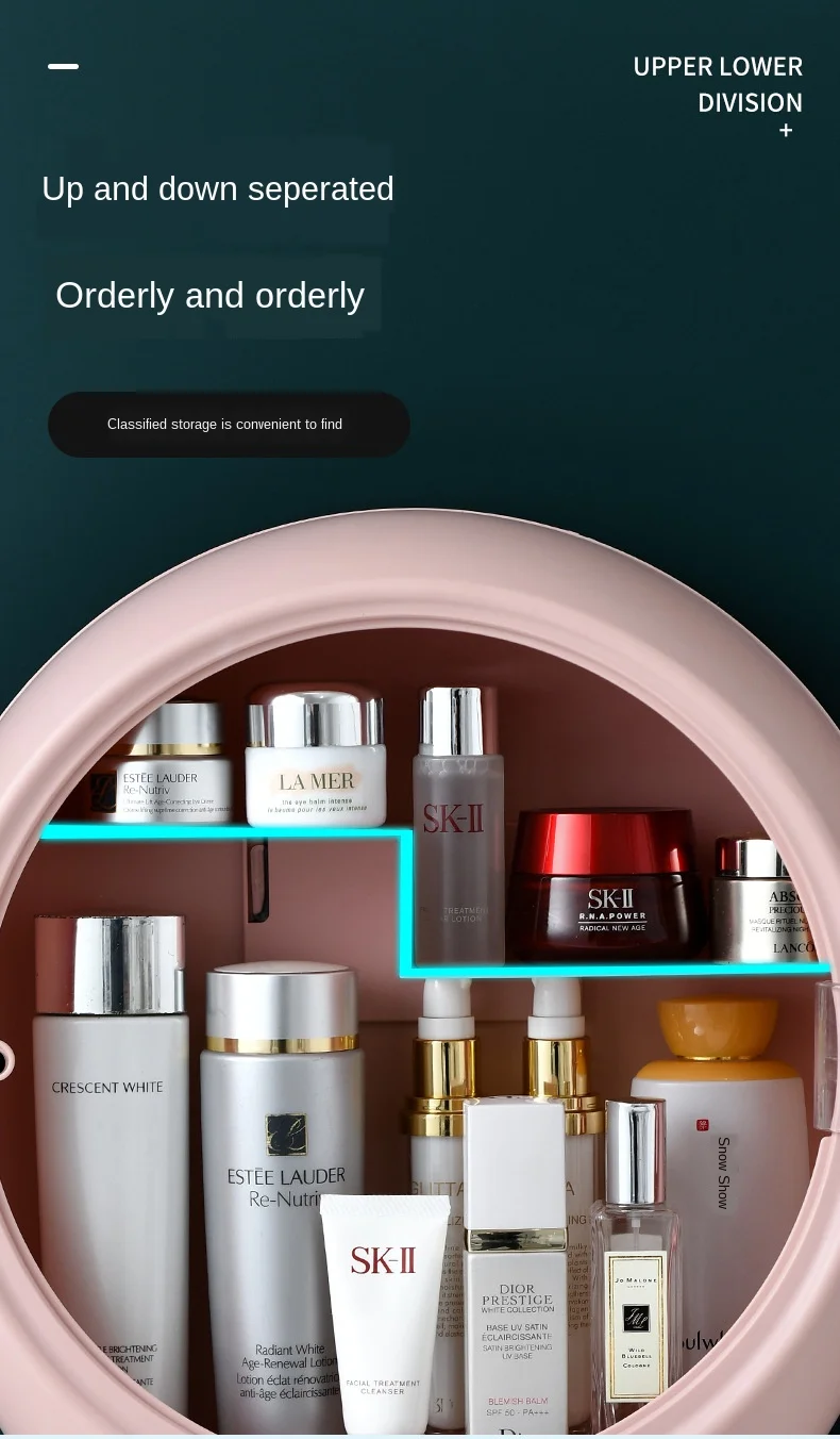 Ekologické domácí akrylové šperkovnice a kosmetické úložné boxy na make-up s montáží na stěnu bez otvorů