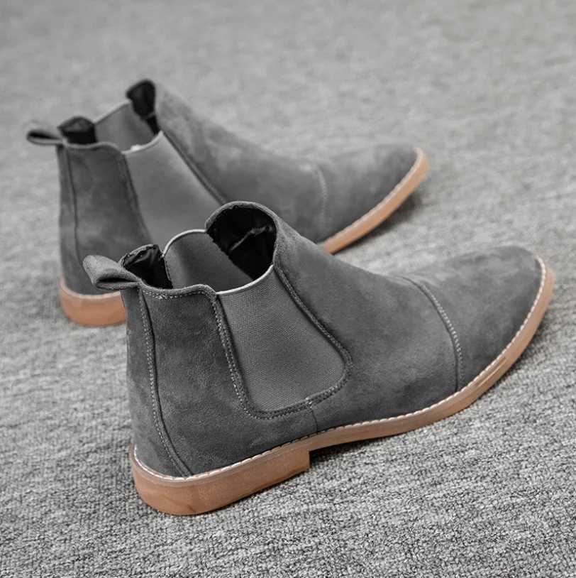 Winter Men Chelsea Boots Faux Suede Leather Boots Elastic Slip On Shoe Beige Black Grey Comfort Men's Dress Shoes Drop shipping, 3 colors 
Winter Men Chelsea Boots Faux Suede Leather Boots Elastic Slip On Shoe Beige Black Grey Comfort Men's Dress Shoes Drop shipping, 3 colors