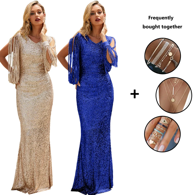 High Quality Vestido Earrings Necklace Fashion Women Long Sleeve Lace High Low Satin Maxi Evening Prom Party Dress, Customized party dress
High Quality Vestido Earrings Necklace Fashion Women Long Sleeve Lace High Low Satin Maxi Evening Prom Party Dress, Customized party dress