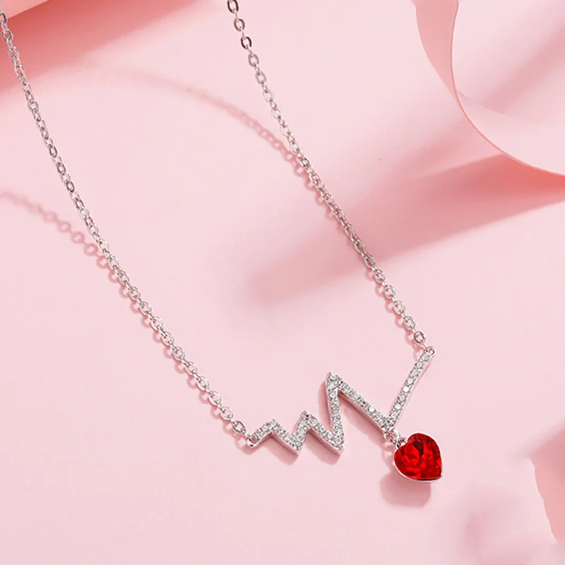 Fashion jewelry KYNL0123 minimalist daily heart shape red 3A zircon necklace for Women, Silver
Fashion jewelry KYNL0123 minimalist daily heart shape red 3A zircon necklace for Women, Silver