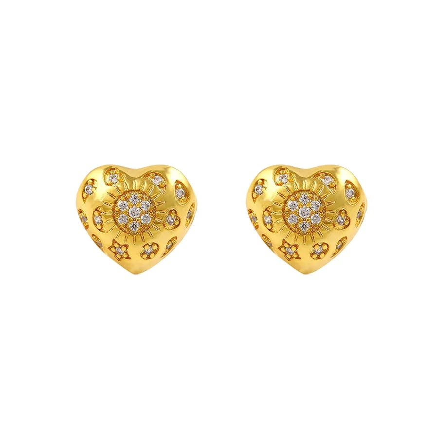 91464 dubai wholesale 24K Gold plated xuping fashion jewelry, heart shaped stud earrings for women