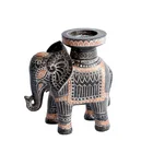 Religious home decoration custom 6 inch height animal shape african elephant resin tealight candle holders