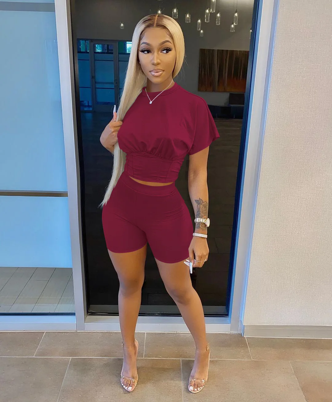 Solid Color 2 Piece Set Women Shorts and Top Summer Outfits 2021 Lounge Wear Women Casual Matching Sets
Solid Color 2 Piece Set Women Shorts and Top Summer Outfits 2021 Lounge Wear Women Casual Matching Sets