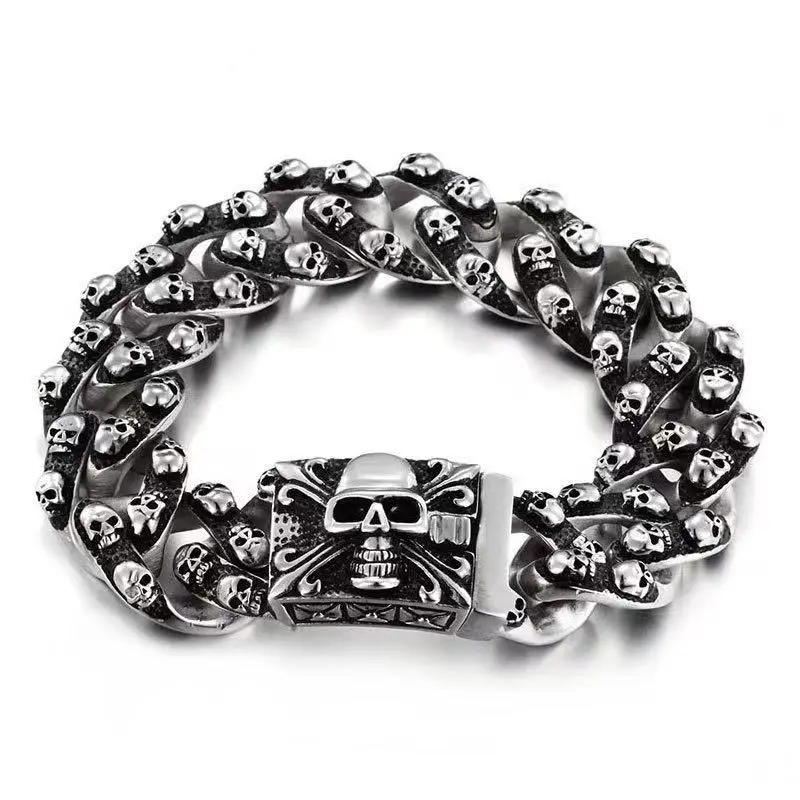 Domineering retro skull men's stainless steel bracelet personalized rock punk ghost Bracelet trendy men's accessories
Domineering retro skull men's stainless steel bracelet personalized rock punk ghost Bracelet trendy men's accessories