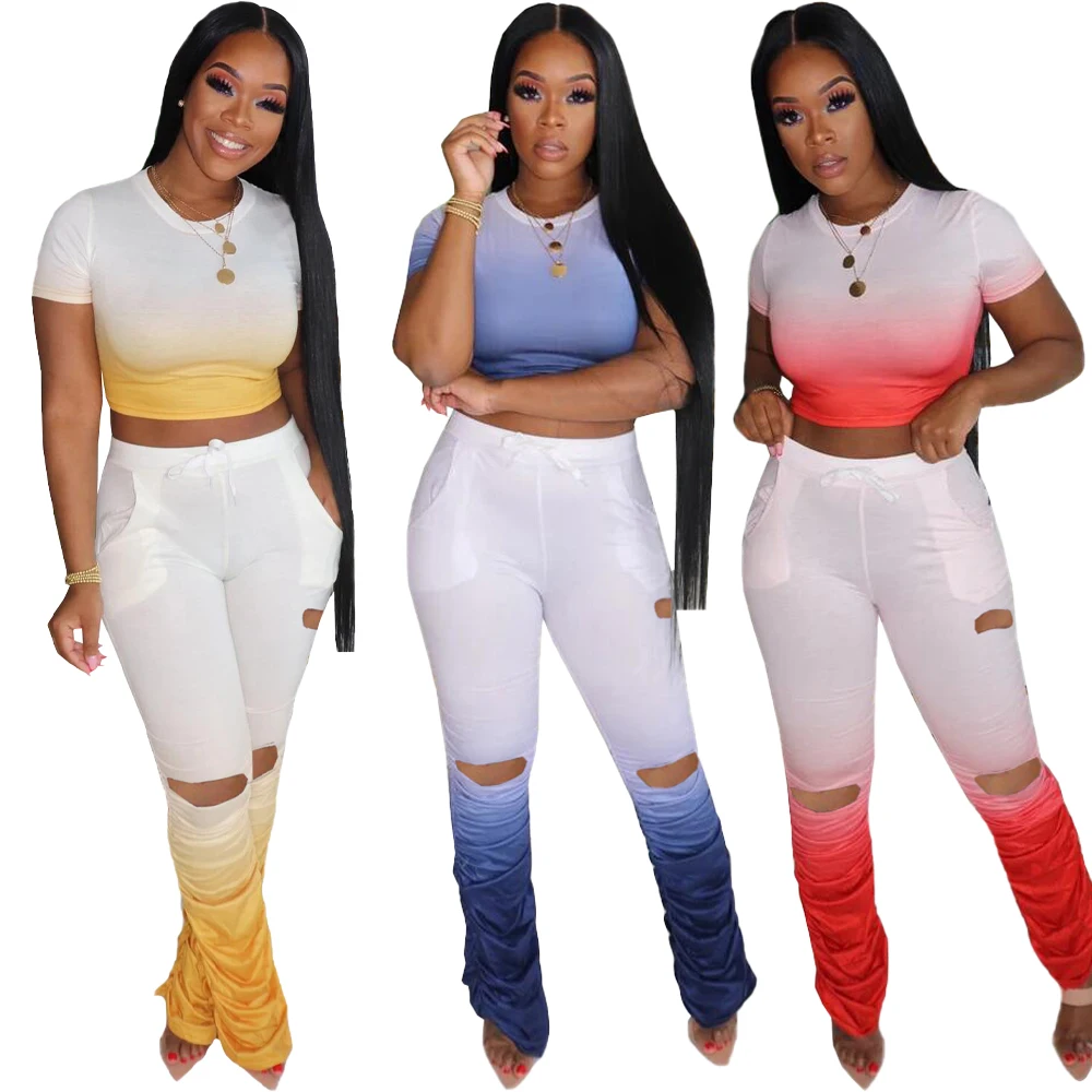 2021 autumn gradient white color crop top short sleeves T shirt sweatsuit long hollow out pants two 2 pc piece set women outfit
2021 autumn gradient white color crop top short sleeves T shirt sweatsuit long hollow out pants two 2 pc piece set women outfit