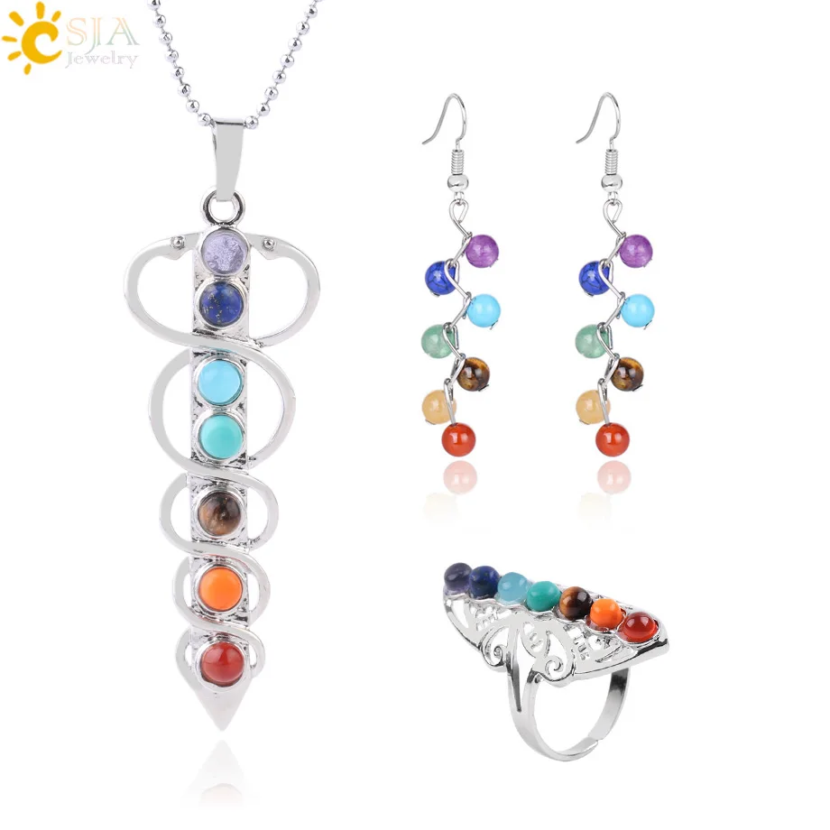 CJSA 7 chakra jewelry set natural round stone yoga beads reiki healing necklace ring earring full set jewellery wholesale F660
CJSA 7 chakra jewelry set natural round stone yoga beads reiki healing necklace ring earring full set jewellery wholesale F660