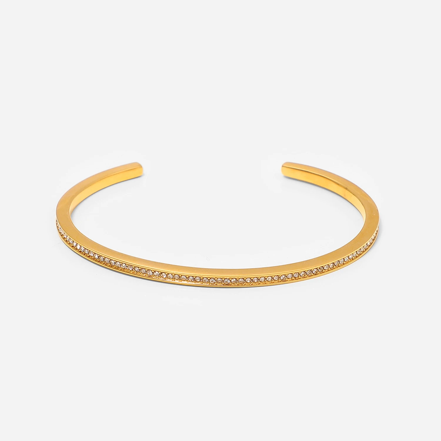 Minimalist New Arrival 18K Gold Plated Jewelry Gift Stainless Steel Full Diamond Opening Bracelet For Women
Minimalist New Arrival 18K Gold Plated Jewelry Gift Stainless Steel Full Diamond Opening Bracelet For Women