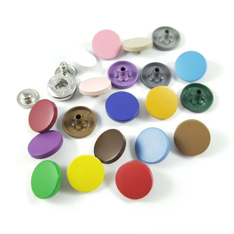

High Quality Matte Printed Garment Accessories Round 4 Part Custom Spring Metal Snap Button Decoratives For Clothes, Many colors