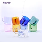 Sell Well colored reusable coffee mug single layer drinking glass cup tea cup glass