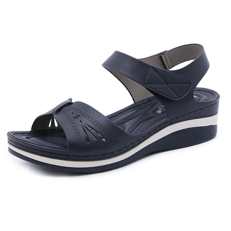 S501F New 2021 solid color large size light retro massage sponge wedge women's sandals
S501F New 2021 solid color large size light retro massage sponge wedge women's sandals