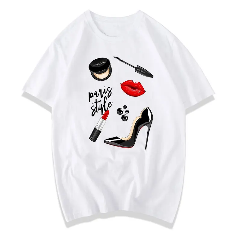 UP-New Custom Fashion Perfume Prints t-shirt Oversized tshirts Make Up High Heel Lipstick 100% cotton Women tshirt 2020
UP-New Custom Fashion Perfume Prints t-shirt Oversized tshirts Make Up High Heel Lipstick 100% cotton Women tshirt 2020