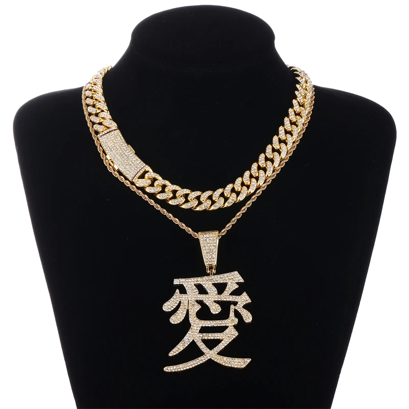 Hip hop Fashion Traditional Chinese "Love" with Cuban Chain Necklace Set Pendant Silver 925 Bandage Heart Charm Pendant
Hip hop Fashion Traditional Chinese "Love" with Cuban Chain Necklace Set Pendant Silver 925 Bandage Heart Charm Pendant