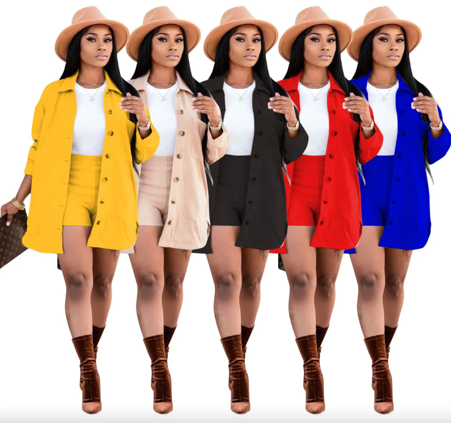 2021 Wholesale Womens Suits 2 Piece Outfits Oversize Long Sleeve Blazer Jacket And Shorts Set Clubwear, Customized color
2021 Wholesale Womens Suits 2 Piece Outfits Oversize Long Sleeve Blazer Jacket And Shorts Set Clubwear, Customized color