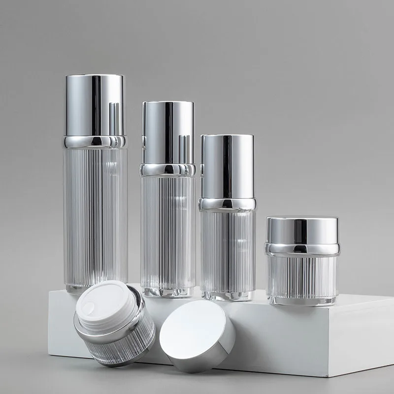 30ml 50ml 100ml 50g Silver Acrylic custom plastic bottle and jar for skin care cream
30ml 50ml 100ml 50g Silver Acrylic custom plastic bottle and jar for skin care cream
