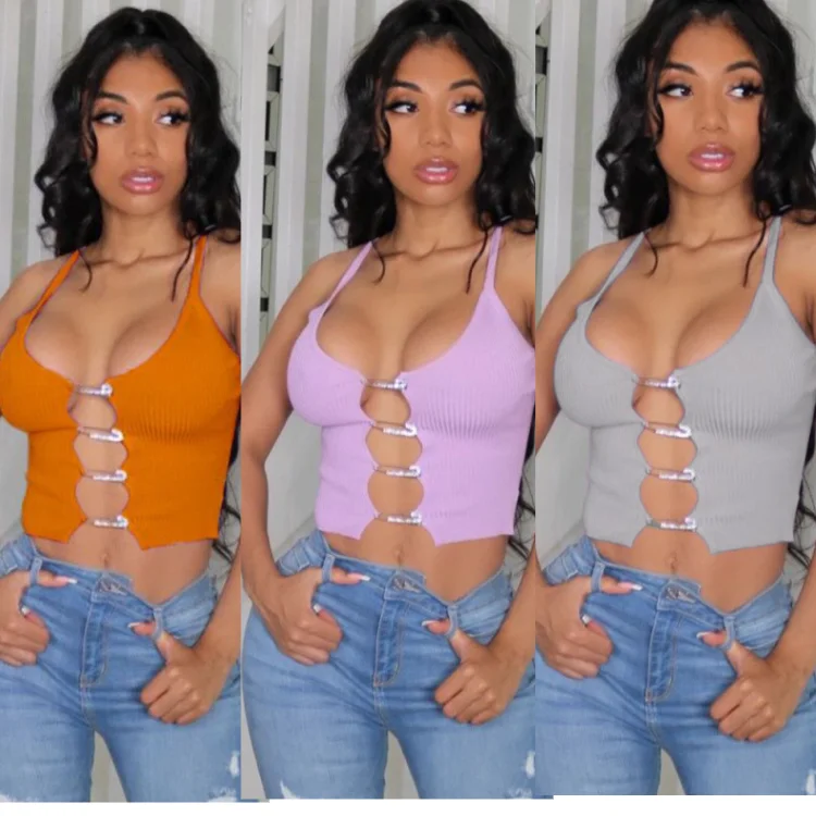 2021 new trendy summer cut out hollow out chain sexy deep V neck knitted clip Rhinestone sexy hollow out tops
2021 new trendy summer cut out hollow out chain sexy deep V neck knitted clip Rhinestone sexy hollow out tops