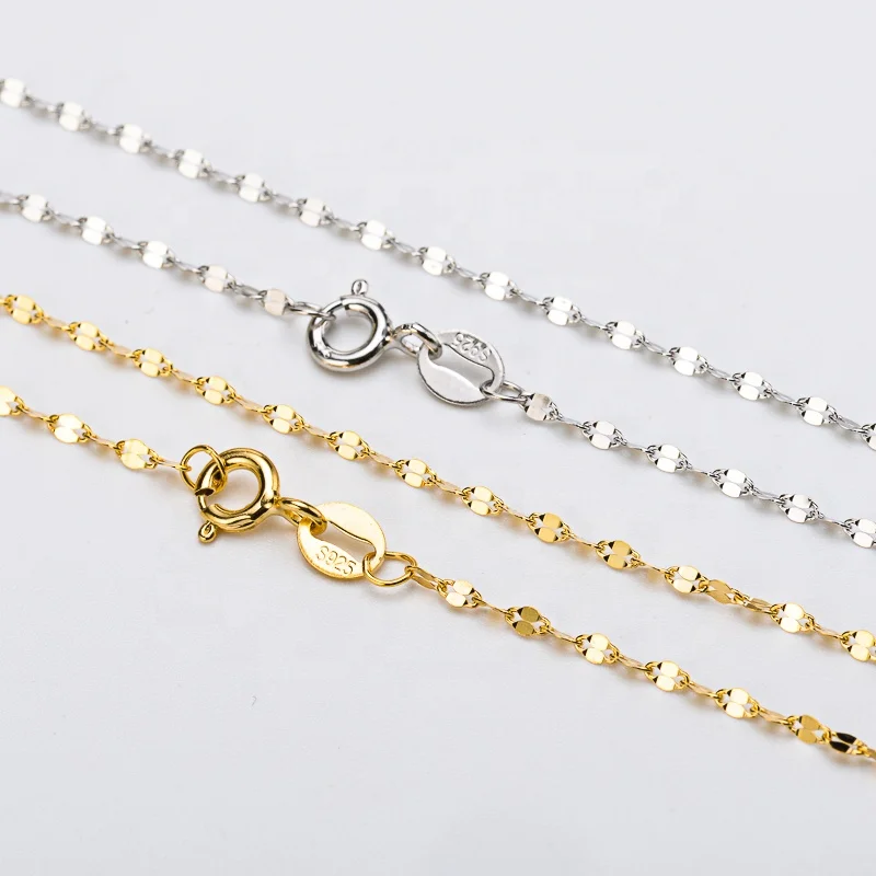 18 inches manufacturer 925 sterling Silver gold plated tile Chain 925 adjustable Necklace with needle pin for women DIY jewelry
18 inches manufacturer 925 sterling Silver gold plated tile Chain 925 adjustable Necklace with needle pin for women DIY jewelry