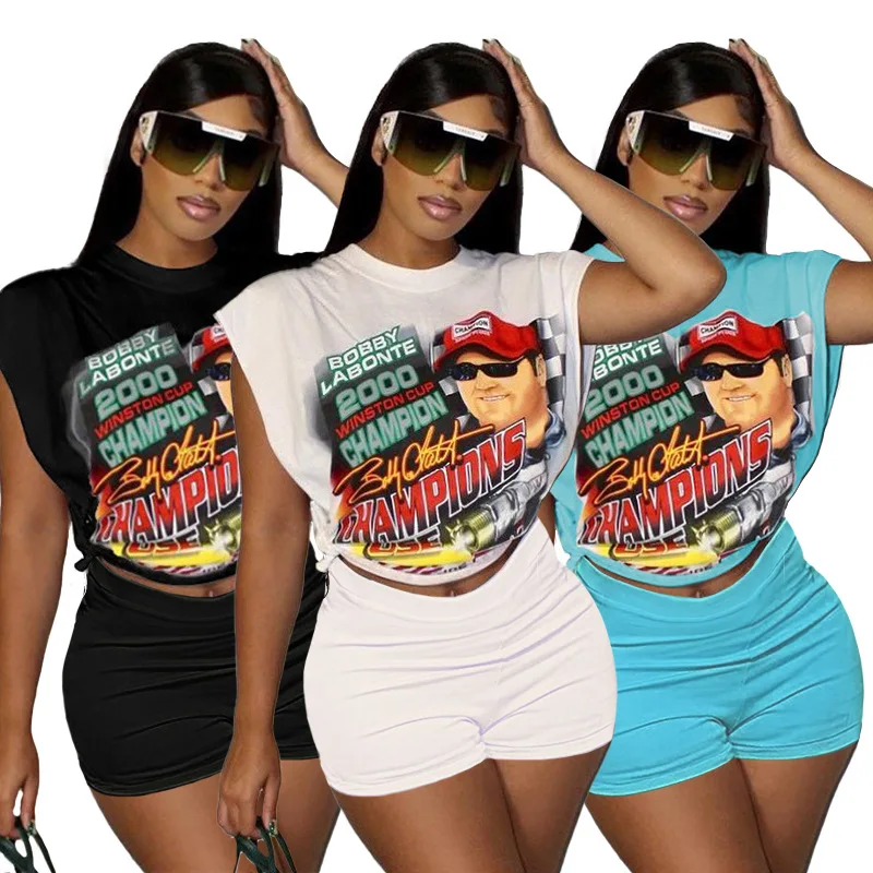 vintage Summer Racing Nascar graphic Printed T-Shirt with booty Shorts bike set women tee top and shorts Casual Two-piece Set
vintage Summer Racing Nascar graphic Printed T-Shirt with booty Shorts bike set women tee top and shorts Casual Two-piece Set
