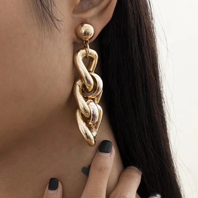Punk Rock Gold Color Geometric Drop Earrings No Piercing Trendy Link Chain Statement Cartilage Earrings for Women Party Jewelry, Picture shows
Punk Rock Gold Color Geometric Drop Earrings No Piercing Trendy Link Chain Statement Cartilage Earrings for Women Party Jewelry, Picture shows