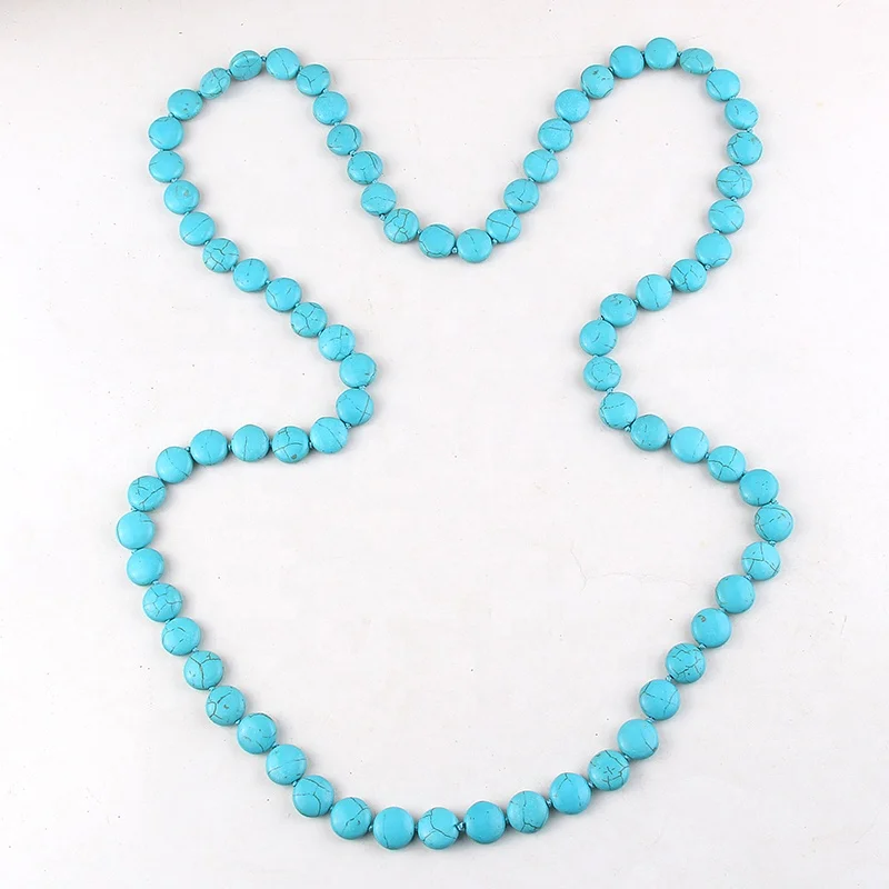 Women Ethnic 1.4cm White Flat Turquoise Blue Stone Necklace Long Turquoise Necklaces, 2 color
Women Ethnic 1.4cm White Flat Turquoise Blue Stone Necklace Long Turquoise Necklaces, 2 color