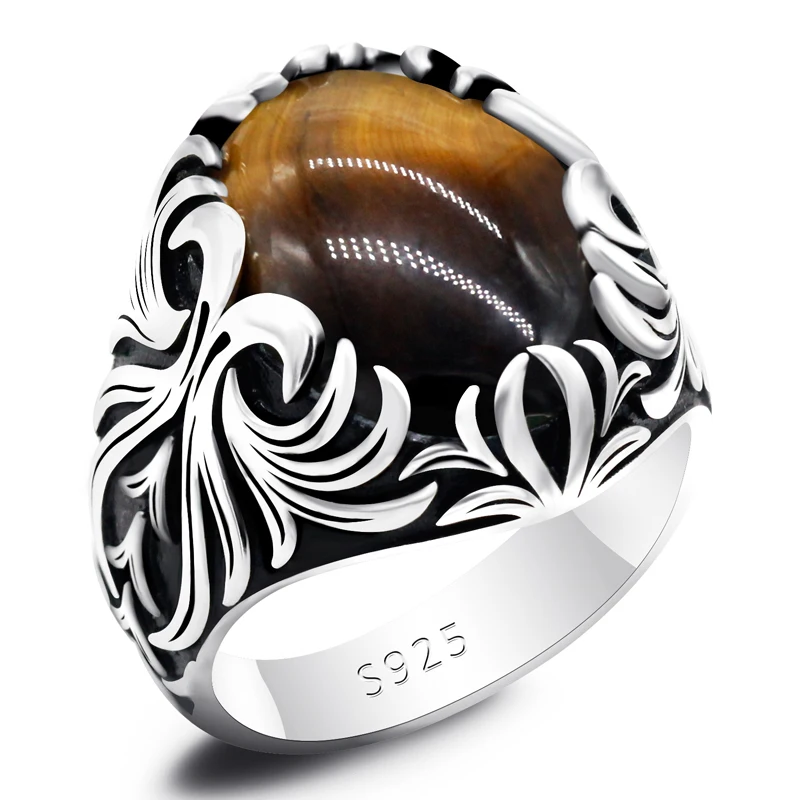 Tiger Eyes Ring for Men 925 Sterling Silver Big Natural Stone Male Punk Rings Vintage Antique Turkish Handmade Jewelry Gift
Tiger Eyes Ring for Men 925 Sterling Silver Big Natural Stone Male Punk Rings Vintage Antique Turkish Handmade Jewelry Gift