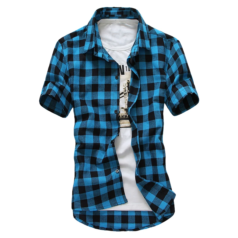 Customized Wholesale Fashion Casual Men's Fashion Slim Fit Blue Plaid Shirt Summer Short Sleeve Shirts Men Blouse
Customized Wholesale Fashion Casual Men's Fashion Slim Fit Blue Plaid Shirt Summer Short Sleeve Shirts Men Blouse