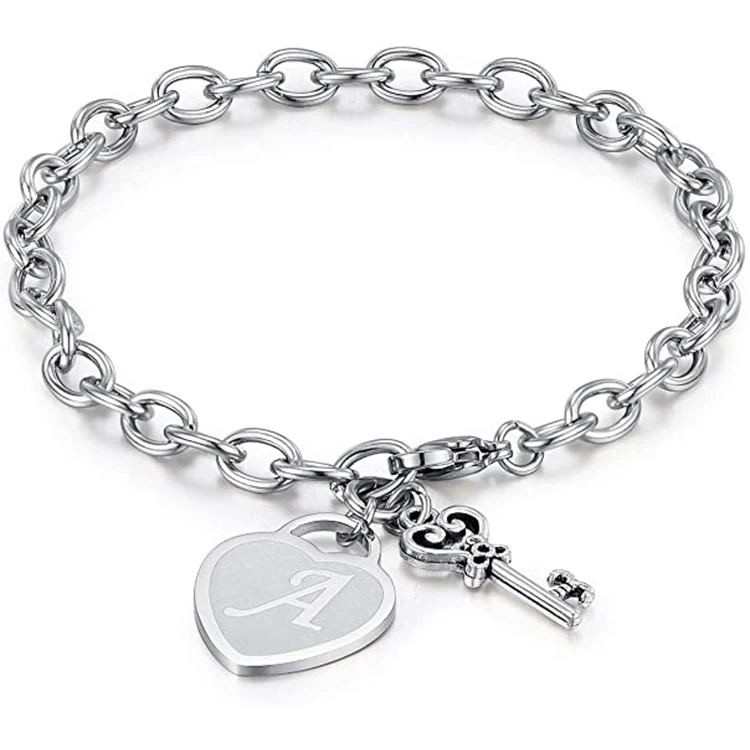 Initial Bracelet for Women Silver Letter Charm Bracelets Heart Stainless Steel Bracelets
Initial Bracelet for Women Silver Letter Charm Bracelets Heart Stainless Steel Bracelets