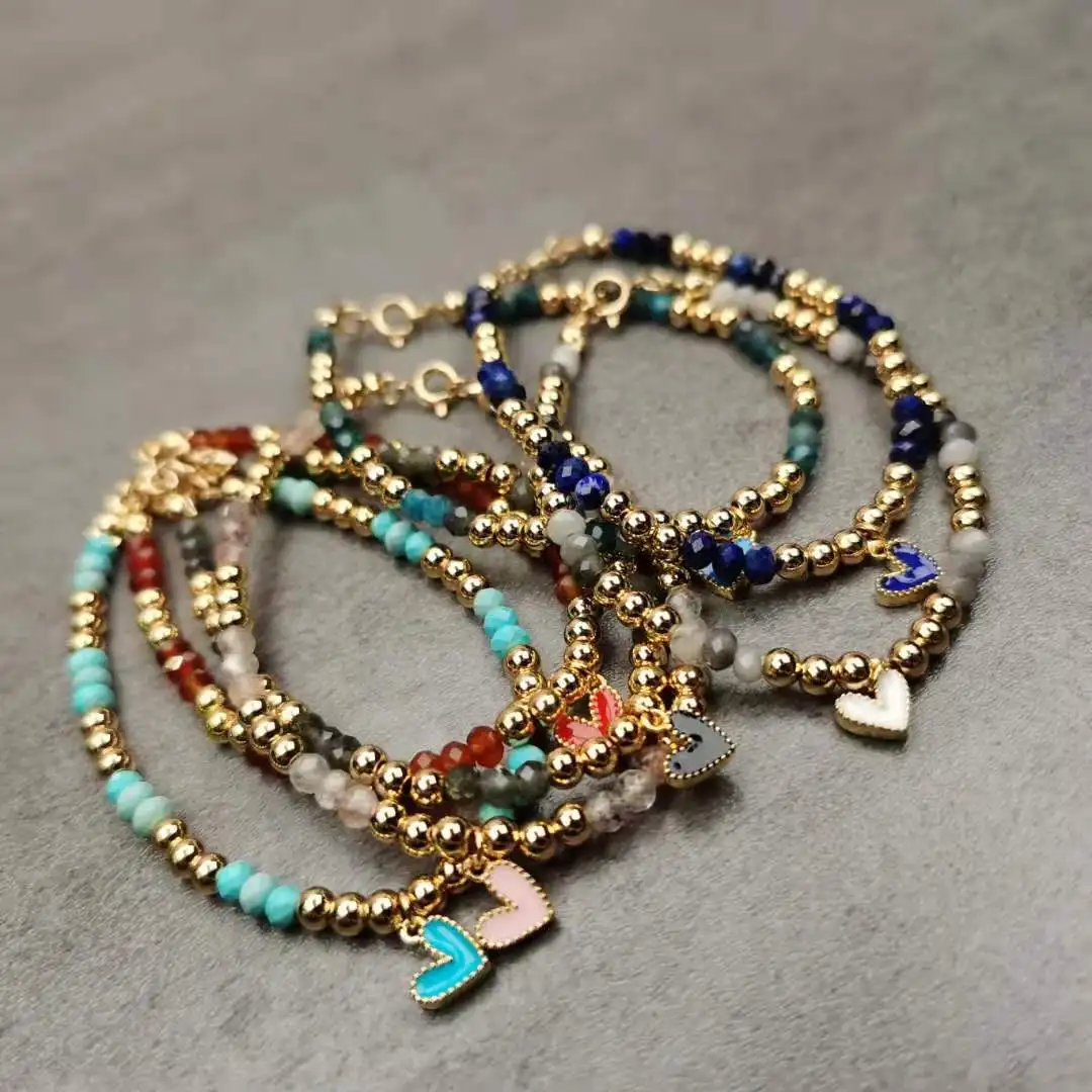 European Trendy Gold Plated Ball Beaded Bracelet Colorful Beads Oil Drip Love Heart Bracelet For Women
European Trendy Gold Plated Ball Beaded Bracelet Colorful Beads Oil Drip Love Heart Bracelet For Women