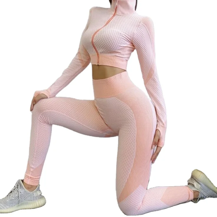 Women Fitness Workout Clothing Long Sleeve Zip Up Crop Top High Waist Yoga Zippered Gym Set
Women Fitness Workout Clothing Long Sleeve Zip Up Crop Top High Waist Yoga Zippered Gym Set