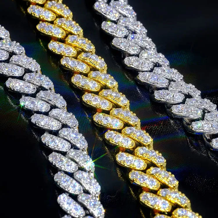 925 Silver 10mm Wide Hip hop Cuban Chain Free Fire Moissanite Diamond Single row necklace link chain, White/yellow/rose
925 Silver 10mm Wide Hip hop Cuban Chain Free Fire Moissanite Diamond Single row necklace link chain, White/yellow/rose